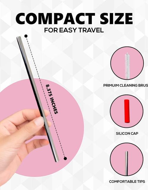 Load image into Gallery viewer, NightCap Straw Kit 2 Reusable Stainless Steel Straws w Brush Pouch Tips
