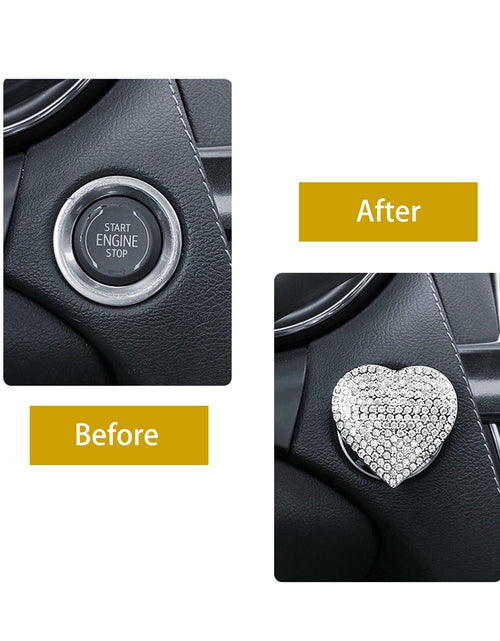 Load image into Gallery viewer, Heart-Shaped Car Engine Start Button Cover Bling Interior Decor White
