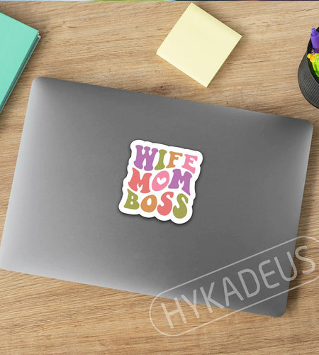 3Pcs Wife Mom Boss Stickers Funny Mom Life Waterproof Vinyl Decals