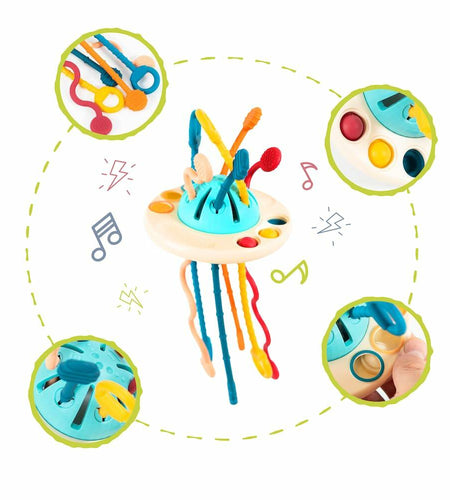 Kirro Montessori Pull String Baby Toy – Silicone, 18+ Months