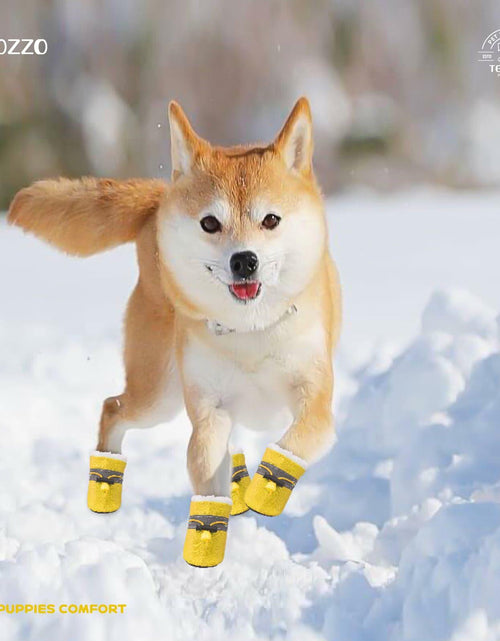 Load image into Gallery viewer, TEOZZO Dog Boots Warm Puppy Paw Protector Reflective Strip Size 6 Yellow 4PCs
