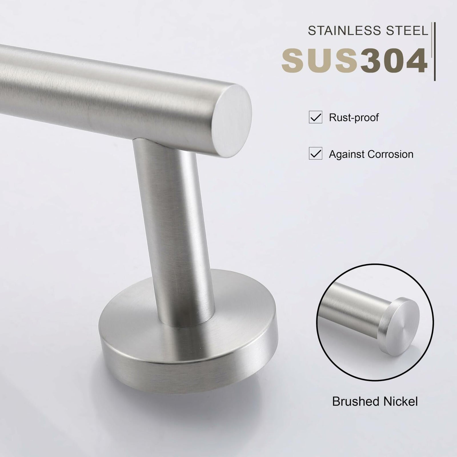TASTOS Hand Towel Holder Brushed Gold Stainless Steel Wall Mounted 9in