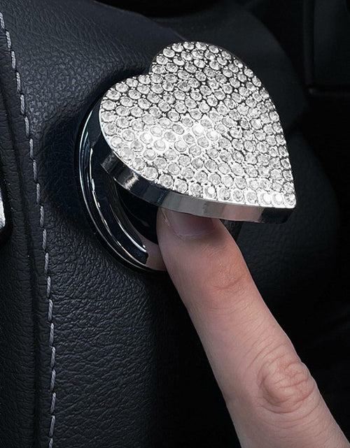 Load image into Gallery viewer, Heart-Shaped Car Engine Start Button Cover Bling Interior Decor White
