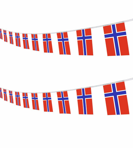 Norway String Flag Banner 16ft 20 Mini Flags 5.5x8.2in Party Decor