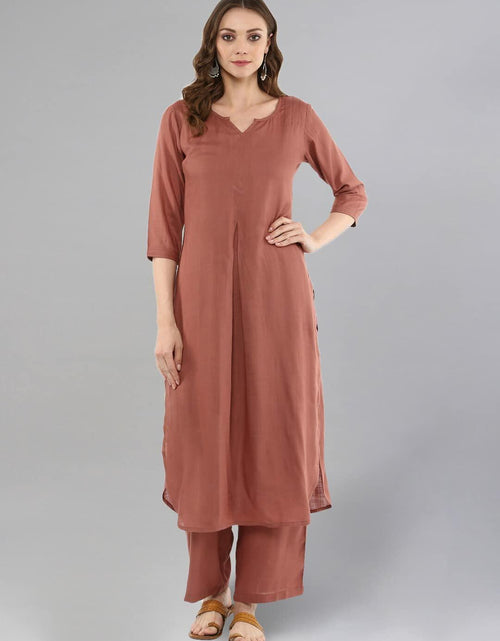 Load image into Gallery viewer, Idalia Black Rayon Solid Straight Kurta with Palazzo Set for Women
