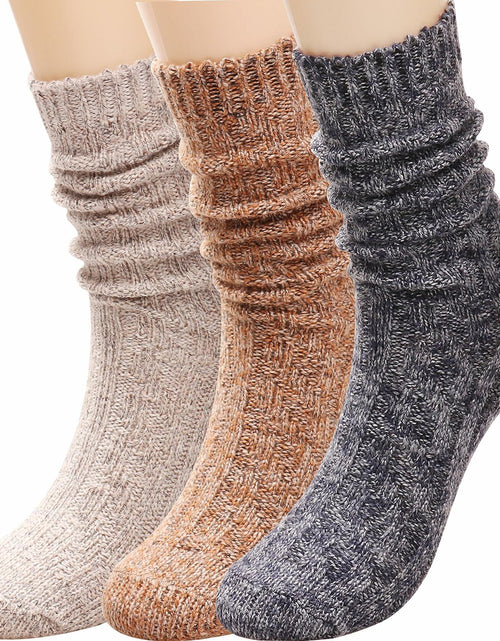 Load image into Gallery viewer, 3 Pairs Women’s Winter Wool Cable Knit Knee High Boot Socks Size 5-11
