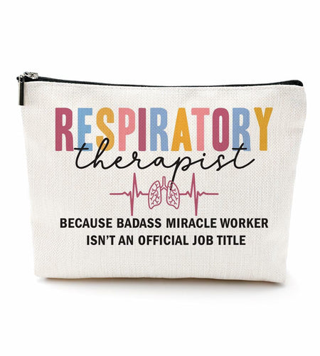 Funny Respiratory Therapist Makeup Bag Cosmetic Bag RT Gifts for Women