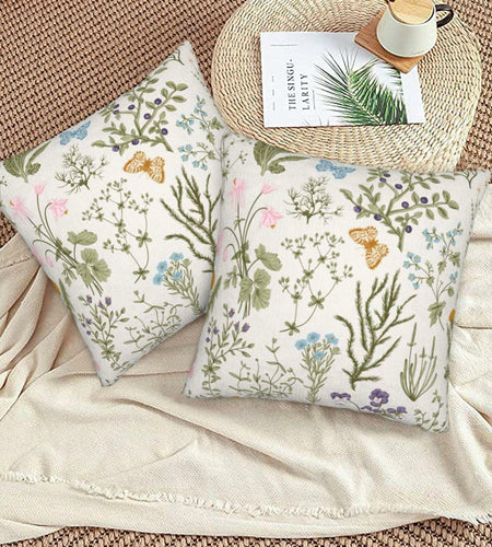 Yaemikoo 2PCS 18x18in Spring Sage Green Floral Pillow Covers Throw Pillow Cases