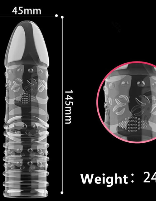 Load image into Gallery viewer, 4PCS Threaded Male Condoms Transparent Fine Ring Extended Sleeve Adult

