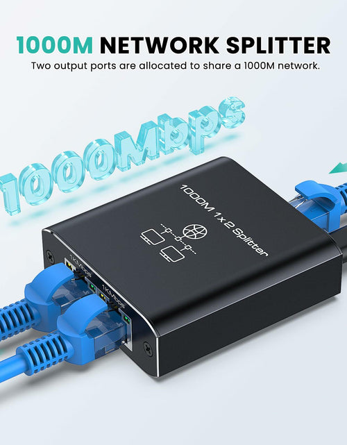 Load image into Gallery viewer, HRSDEIE Ethernet Splitter 1-to-2 Gigabit RJ45 1000Mbps Network LAN Adapter
