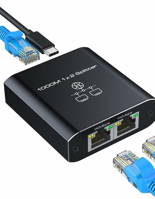 Load image into Gallery viewer, HRSDEIE Ethernet Splitter 1-to-2 Gigabit RJ45 1000Mbps Network LAN Adapter
