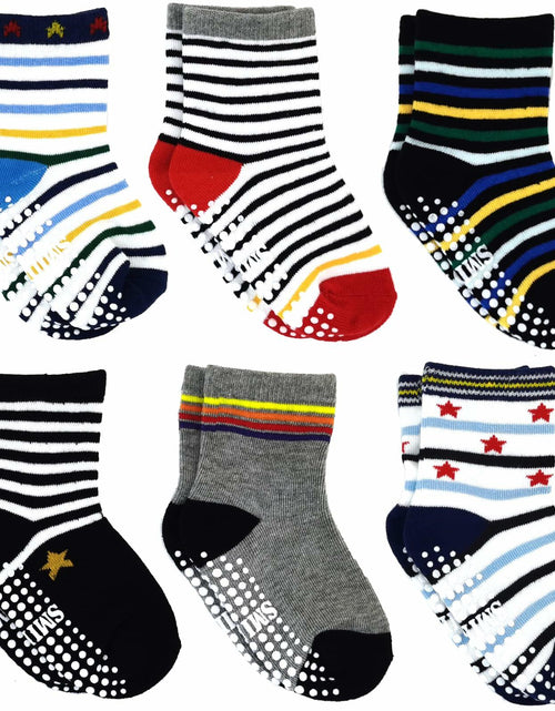 Load image into Gallery viewer, SMIDLRG Toddler Grip Socks With Non-Slip Soles Boys Girls 6 Pairs
