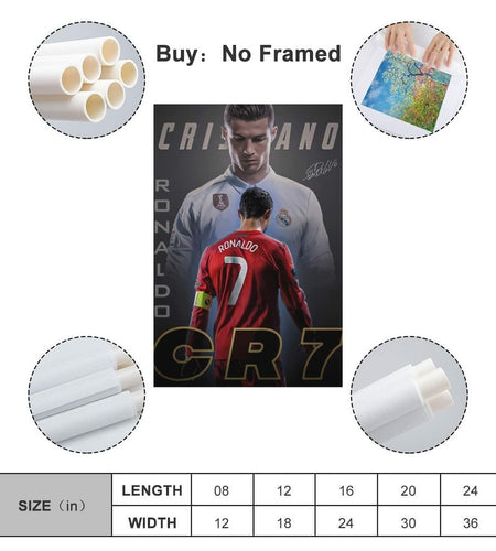 fhzang Cristiano Ronaldo Poster 3 Canvas Poster Unframed: 16x24 inches (40x60cm)