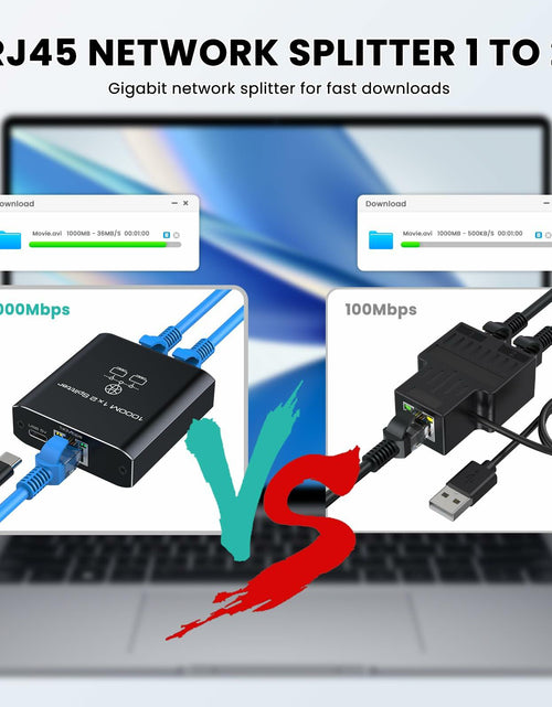 Load image into Gallery viewer, HRSDEIE Ethernet Splitter 1-to-2 Gigabit RJ45 1000Mbps Network LAN Adapter
