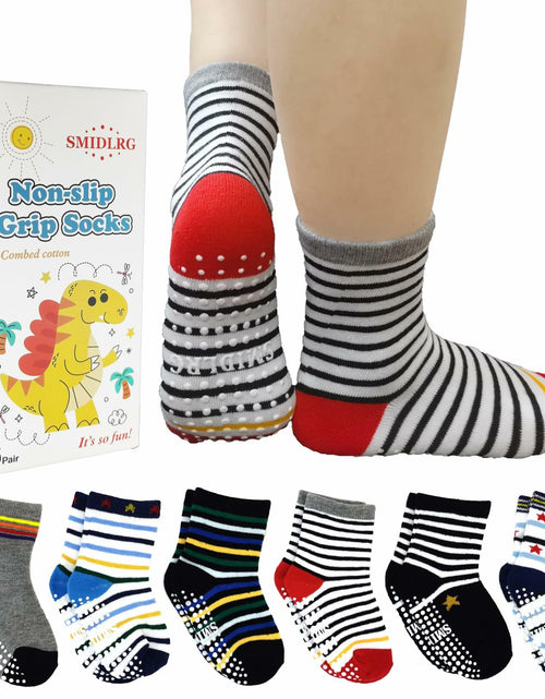Load image into Gallery viewer, SMIDLRG Toddler Grip Socks With Non-Slip Soles Boys Girls 6 Pairs
