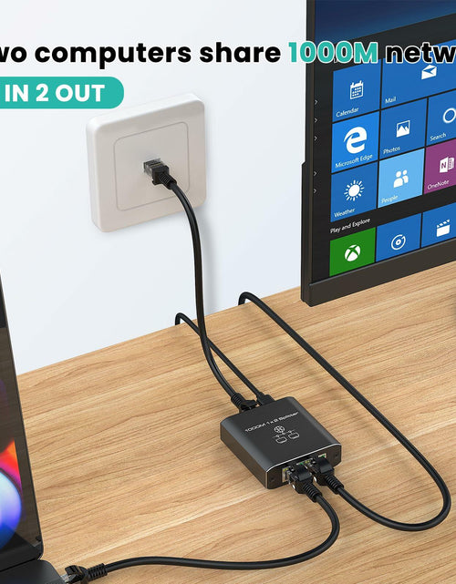 Load image into Gallery viewer, HRSDEIE Ethernet Splitter 1-to-2 Gigabit RJ45 1000Mbps Network LAN Adapter
