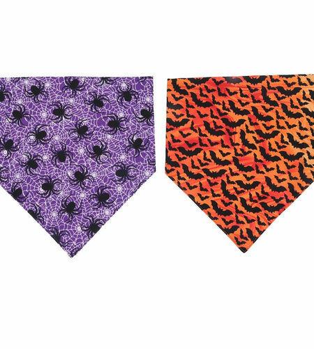 KZHAREEN 2 Pack Halloween Dog Bandana Reversible Triangle Scarf Large