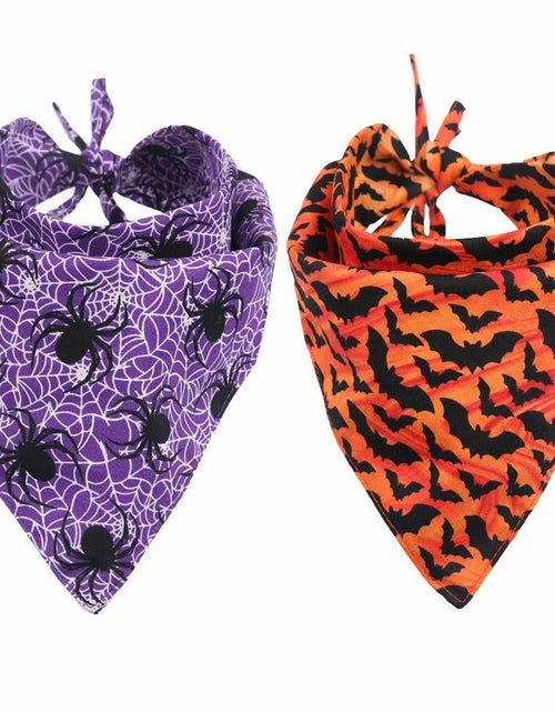 Load image into Gallery viewer, KZHAREEN 2 Pack Halloween Dog Bandana Reversible Triangle Scarf Large
