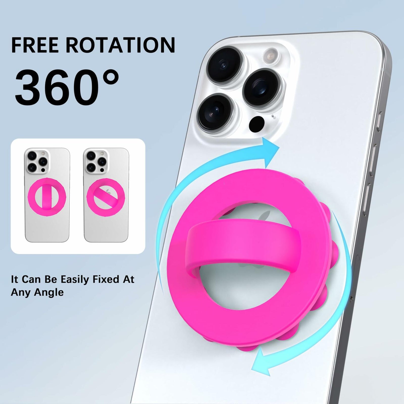 HZZADZXW Silicone Phone Grip Detachable Hand Holder Soft Loop Rose Red