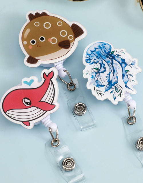 Load image into Gallery viewer, 5 Pcs Retractable Badge Reel ID Clip Holder Jellyfish Whale Shark Nurse

