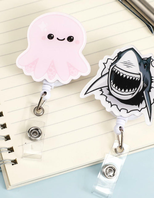 Load image into Gallery viewer, 5 Pcs Retractable Badge Reel ID Clip Holder Jellyfish Whale Shark Nurse

