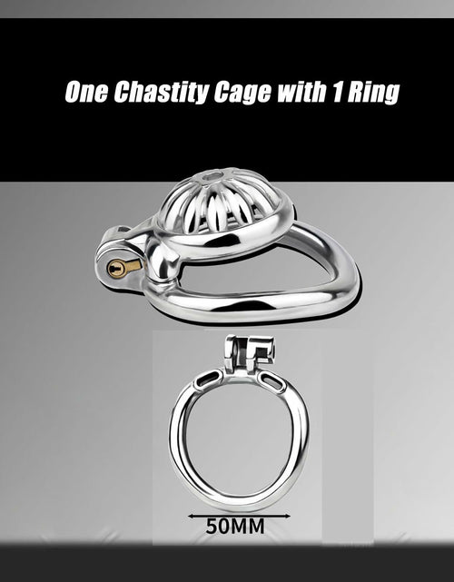 Load image into Gallery viewer, Lelisex Stainless Steel Male Chastity Cage Dark Lock 50mm Ring Adult Toy

