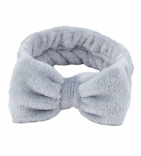 Awenbin Spa Headband Bowknot Misty Gray Reusable Soft Hairband for Face/Yoga