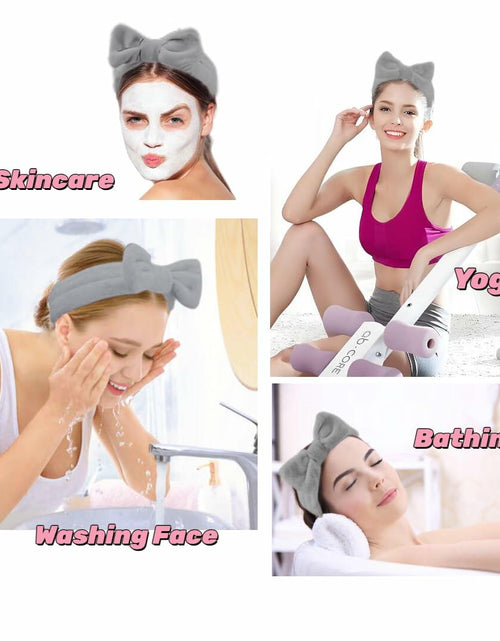 Load image into Gallery viewer, Awenbin Spa Headband Bowknot Misty Gray Reusable Soft Hairband for Face/Yoga
