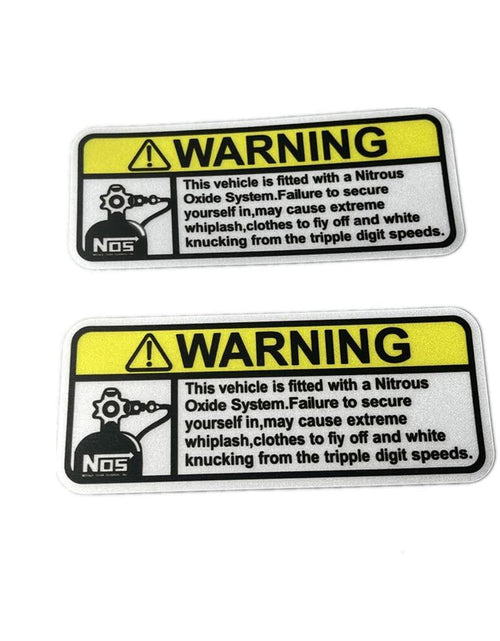 Load image into Gallery viewer, 2PCS Warning NOS Stickers Car Motorcycle Helmet Racing Decals 5x2.1cm
