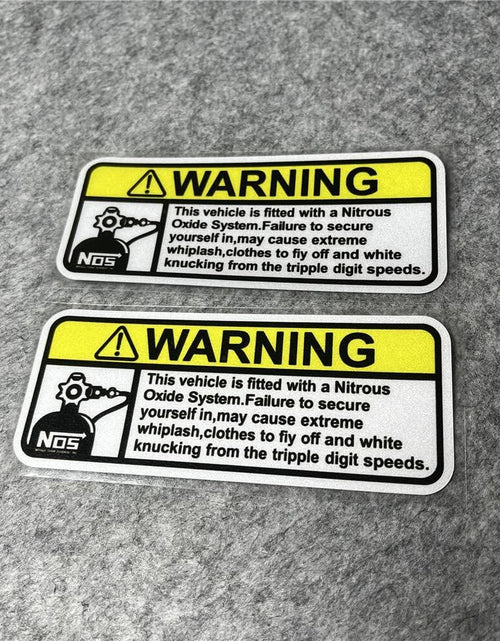 Load image into Gallery viewer, 2PCS Warning NOS Stickers Car Motorcycle Helmet Racing Decals 5x2.1cm

