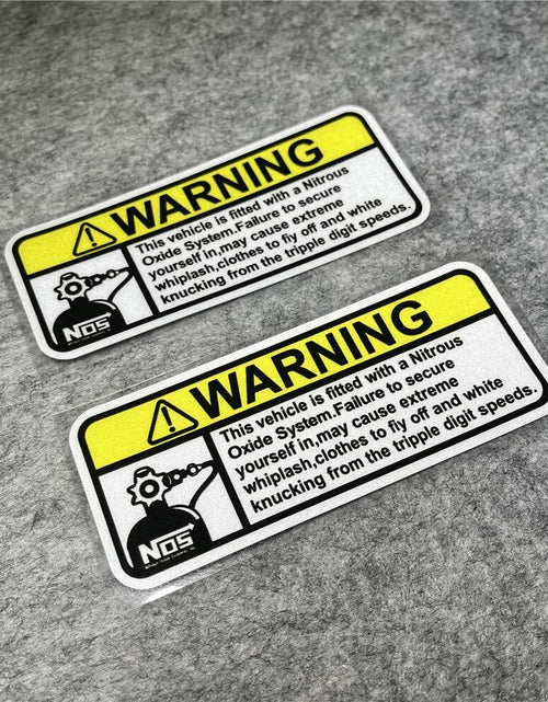 Load image into Gallery viewer, 2PCS Warning NOS Stickers Car Motorcycle Helmet Racing Decals 5x2.1cm
