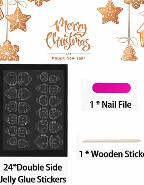 Load image into Gallery viewer, Short Almond Press-On Nails Red French Tip White Snowflake Fake Nails 24PCS
