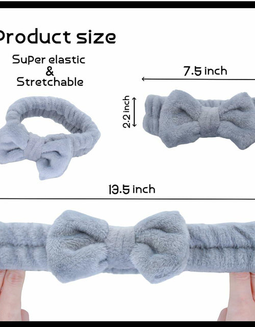 Load image into Gallery viewer, Awenbin Spa Headband Bowknot Misty Gray Reusable Soft Hairband for Face/Yoga
