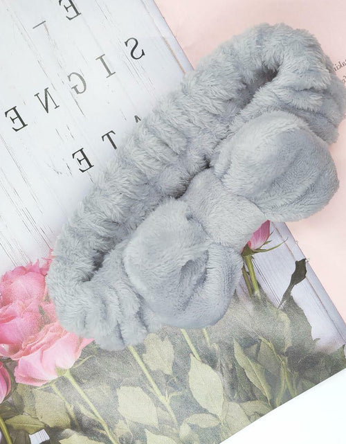 Load image into Gallery viewer, Awenbin Spa Headband Bowknot Misty Gray Reusable Soft Hairband for Face/Yoga
