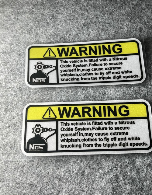 Load image into Gallery viewer, 2PCS Warning NOS Stickers Car Motorcycle Helmet Racing Decals 5x2.1cm
