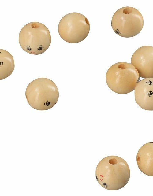 Load image into Gallery viewer, Uniquer 100pcs 18mm Wooden Face Beads Round Spacer Beads for DIY Crafts
