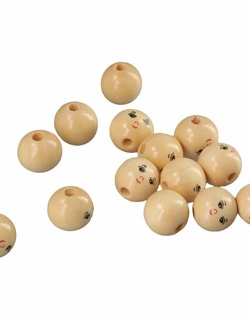 Load image into Gallery viewer, Uniquer 100pcs 18mm Wooden Face Beads Round Spacer Beads for DIY Crafts
