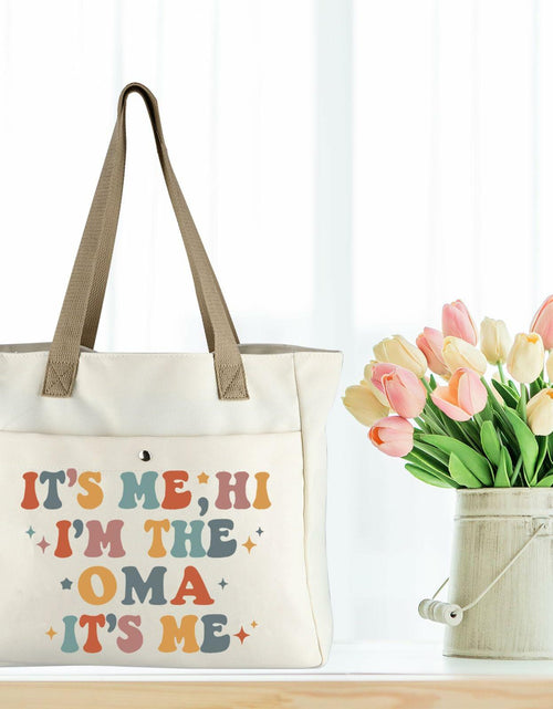 Load image into Gallery viewer, WCGXKO Oma Tote Beach Bag Large Beige Letter Print Size L
