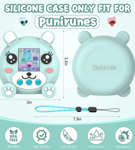 SKRVGOJFG Silicone Case for Punirunes Virtual Pet with Lanyard Blue