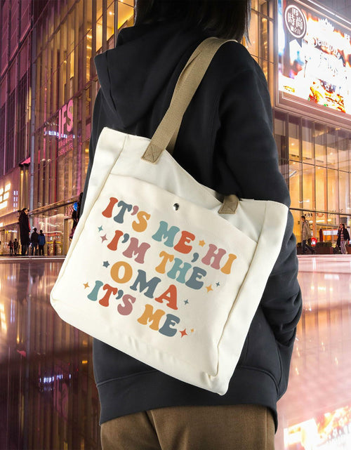 Load image into Gallery viewer, WCGXKO Oma Tote Beach Bag Large Beige Letter Print Size L
