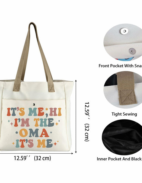 Load image into Gallery viewer, WCGXKO Oma Tote Beach Bag Large Beige Letter Print Size L

