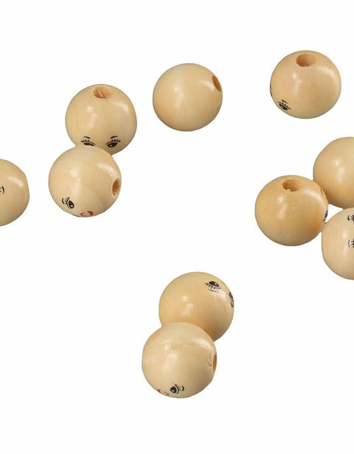 Load image into Gallery viewer, Uniquer 100pcs 18mm Wooden Face Beads Round Spacer Beads for DIY Crafts
