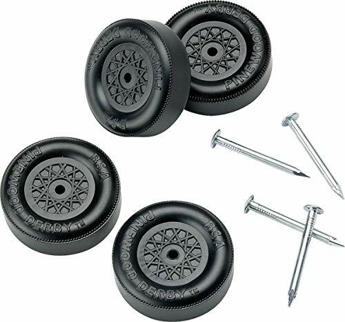 Load image into Gallery viewer, Official Pinewood Derby Wheels and Axles Black 4pcs Set Racing Parts
