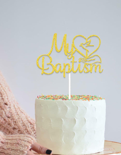 Load image into Gallery viewer, AETGDDS My Baptism Cake Topper Gold Cardboard 1 Piece
