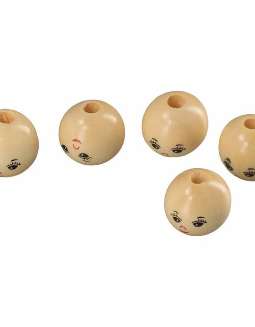 Load image into Gallery viewer, Uniquer 100pcs 18mm Wooden Face Beads Round Spacer Beads for DIY Crafts
