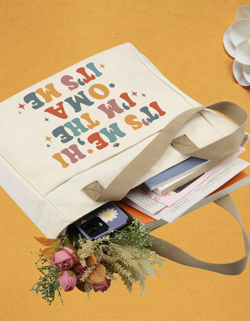 Load image into Gallery viewer, WCGXKO Oma Tote Beach Bag Large Beige Letter Print Size L
