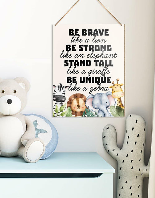 Load image into Gallery viewer, UDNADKEX Boho Nursery Wall Sign Safari Jungle Animal Wooden Decor

