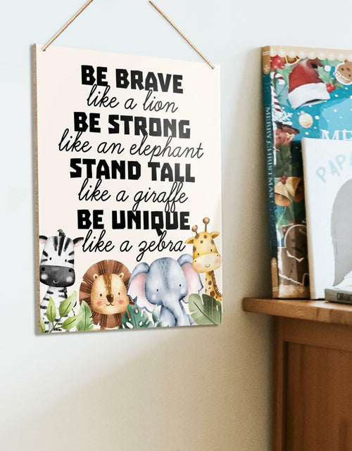 Load image into Gallery viewer, UDNADKEX Boho Nursery Wall Sign Safari Jungle Animal Wooden Decor
