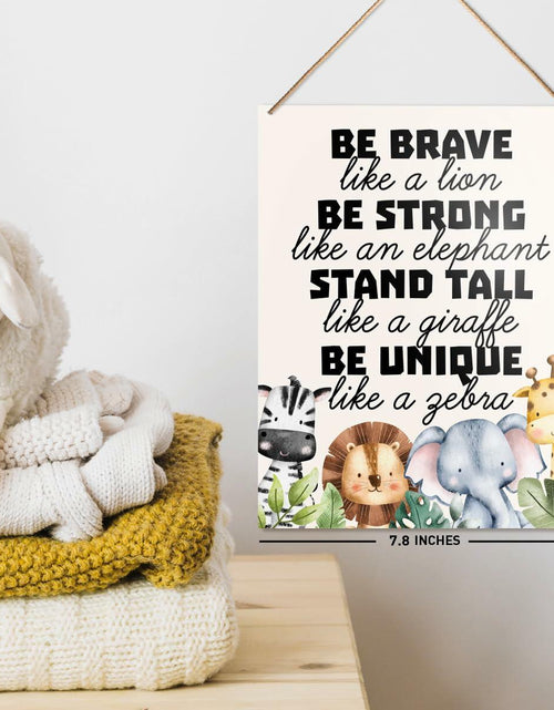 Load image into Gallery viewer, UDNADKEX Boho Nursery Wall Sign Safari Jungle Animal Wooden Decor
