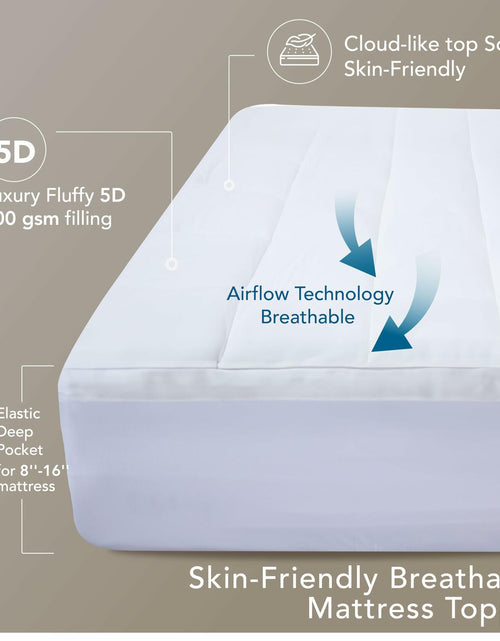Load image into Gallery viewer, Epitex Mattress Topper Twin 3 Inch Thick Pillow Top Cooling White Size Twin
